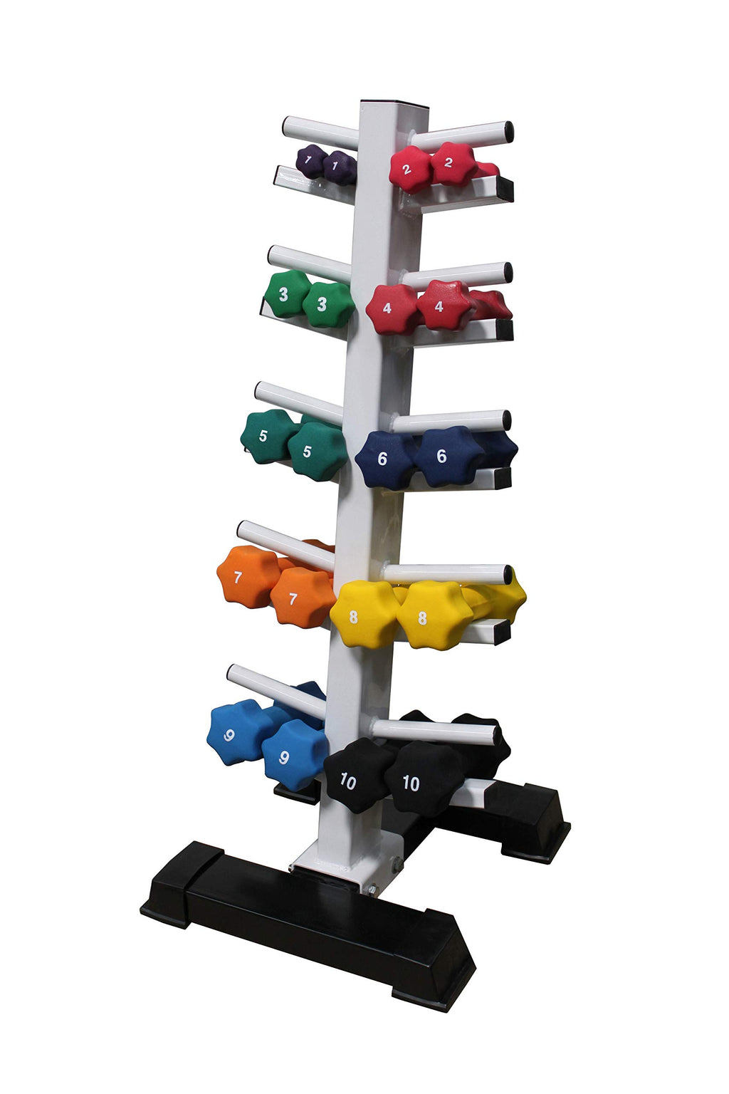 Neoprene Dumbbell Set with White Vertical Dumbbell Rack Y151059