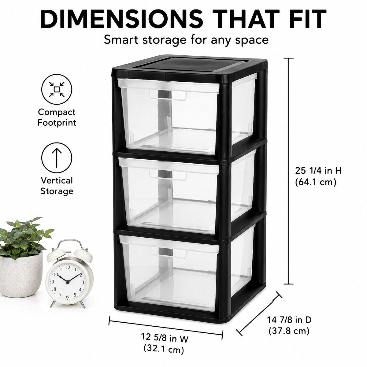 3-Drawer Plastic Storage Tower G896