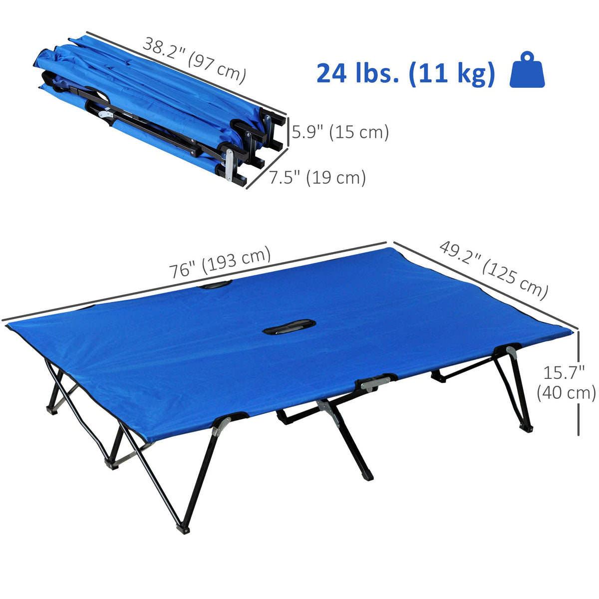 2 Person Folding Camping Cot with Carry Bag E71637