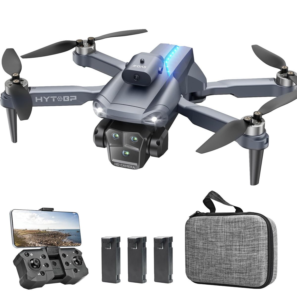 Foldable Mini Drone with Camera 1080P, 3 Batteries D10746