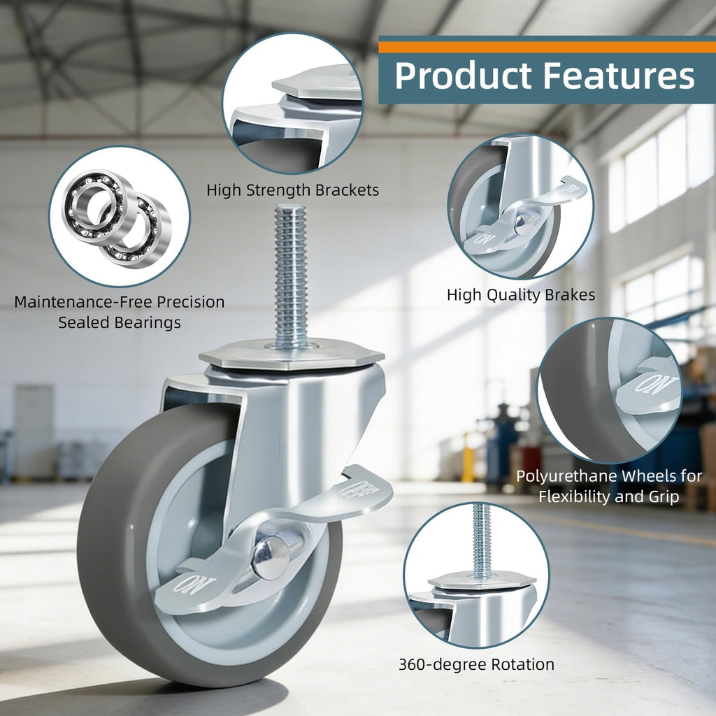 Set of 4 Stem Casters with Brake G304321