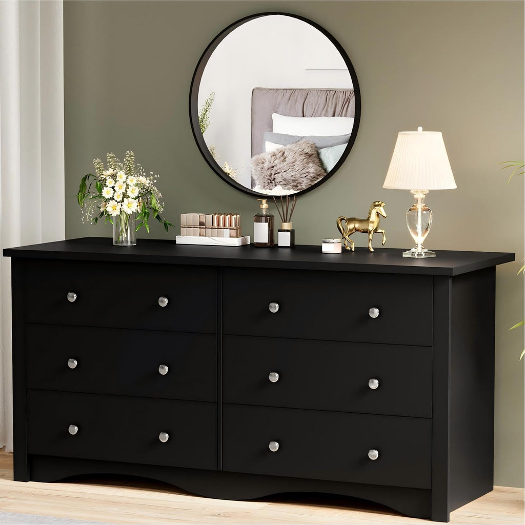 Black 6 Drawer Dresser L413