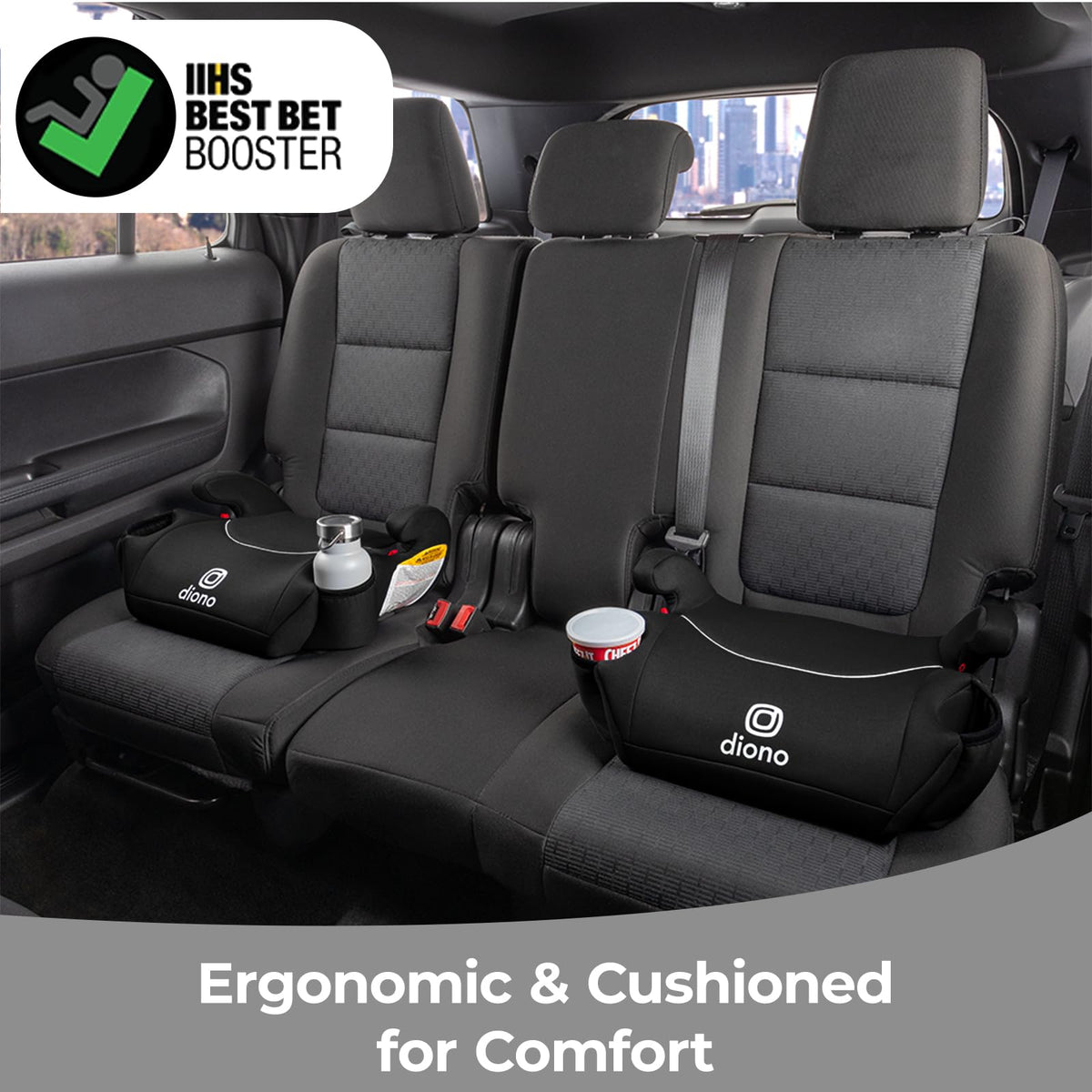 Black Backless Booster Car Seats, Pack of 2 E54284