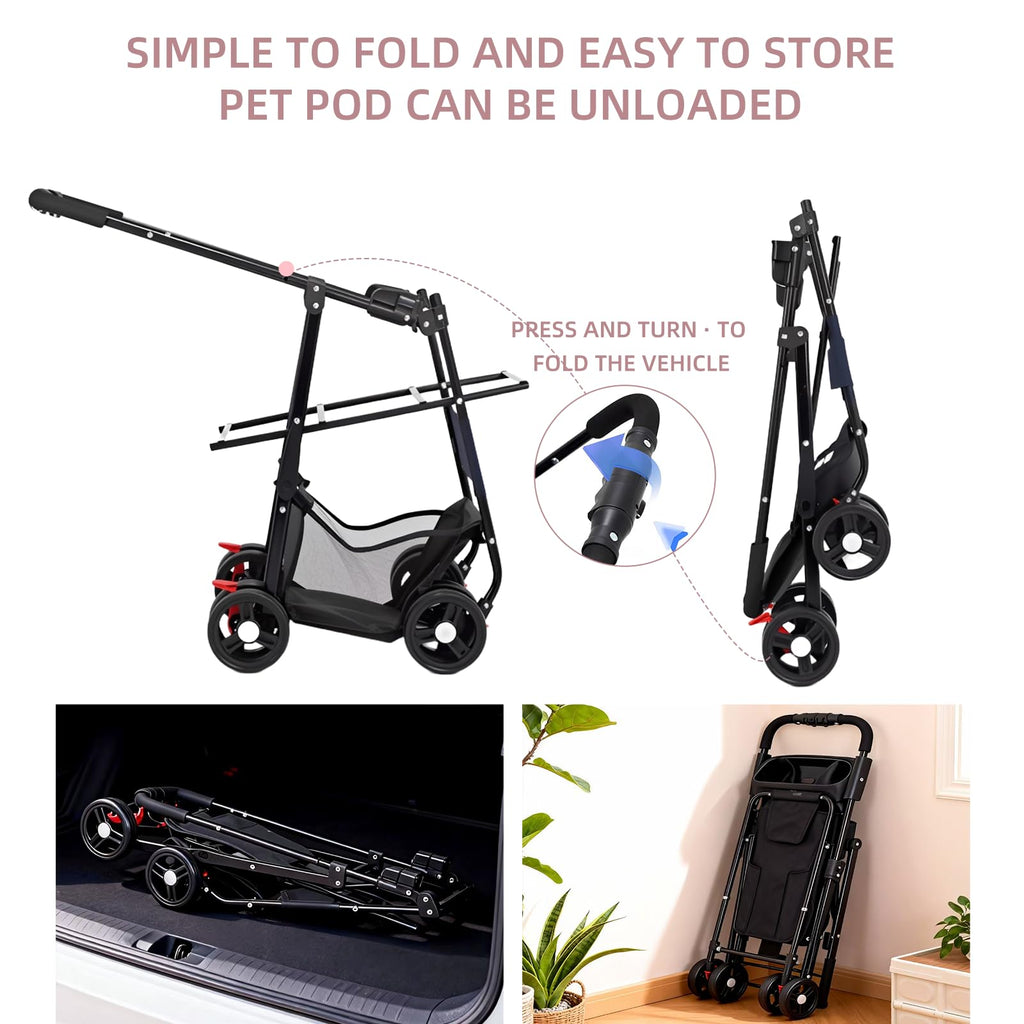 Pink Pet Stroller with Detachable Carrier L69209
