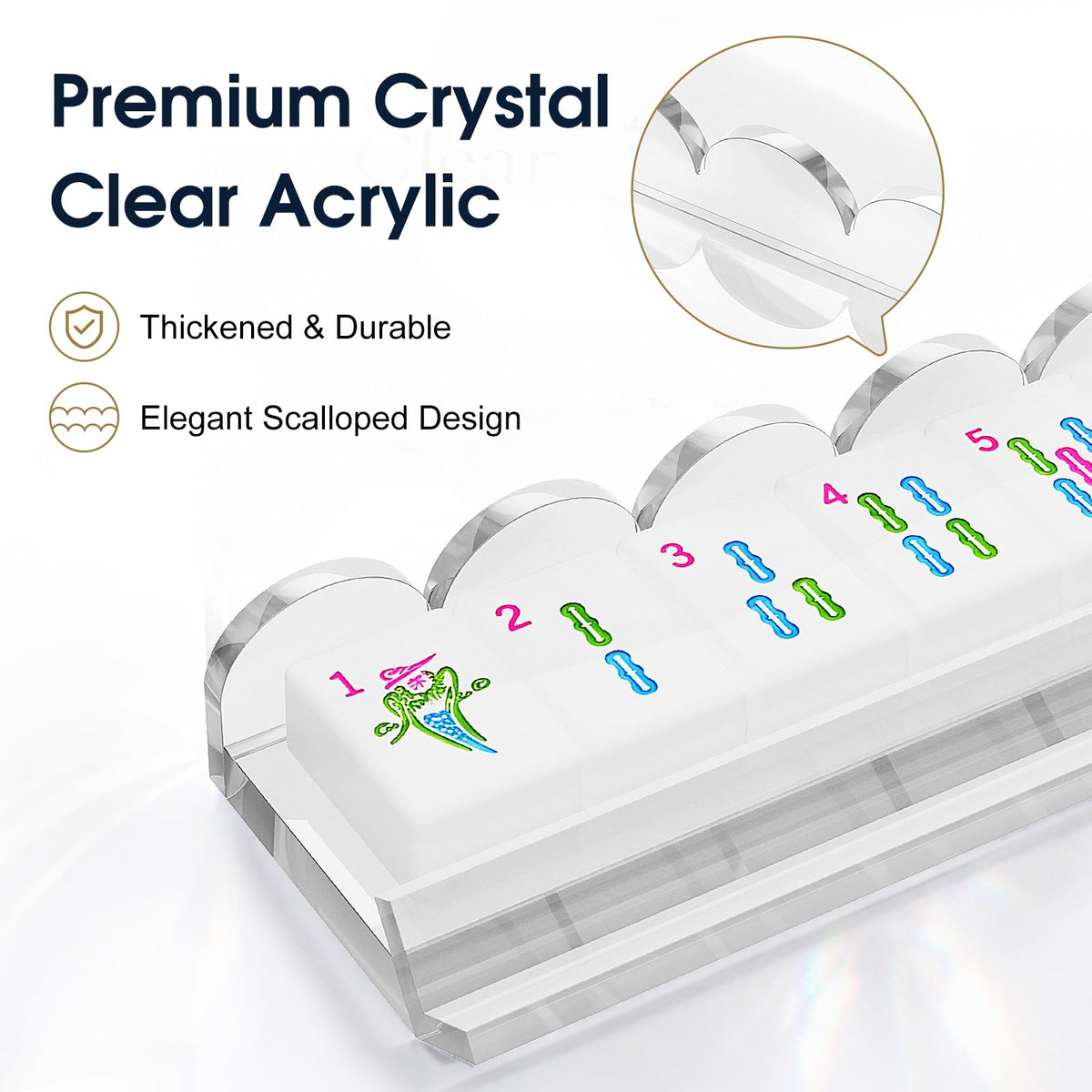 Clear Acrylic Mahjong Racks with Pushers, 4-Pack J7047
