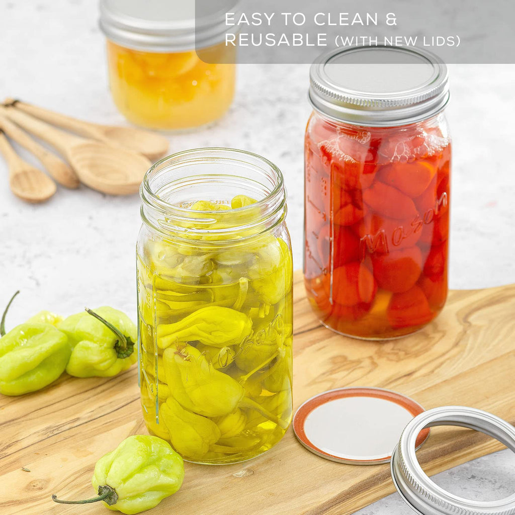 16 Oz 6-Pack Regular Mouth Glass Mason Jars with Lids S28667