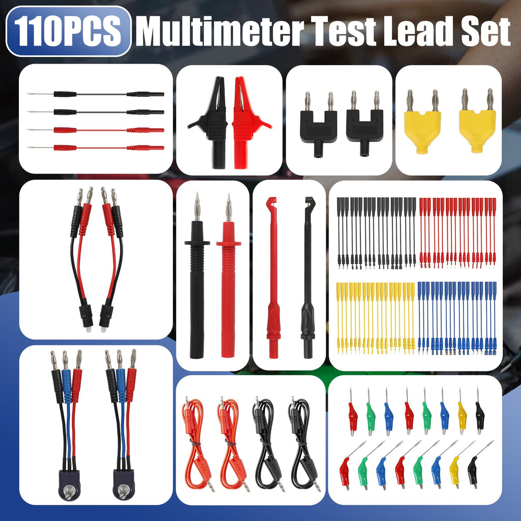 110 Pcs Automotive Circuit Test Lead Kit with Black Carrying Case Q8484