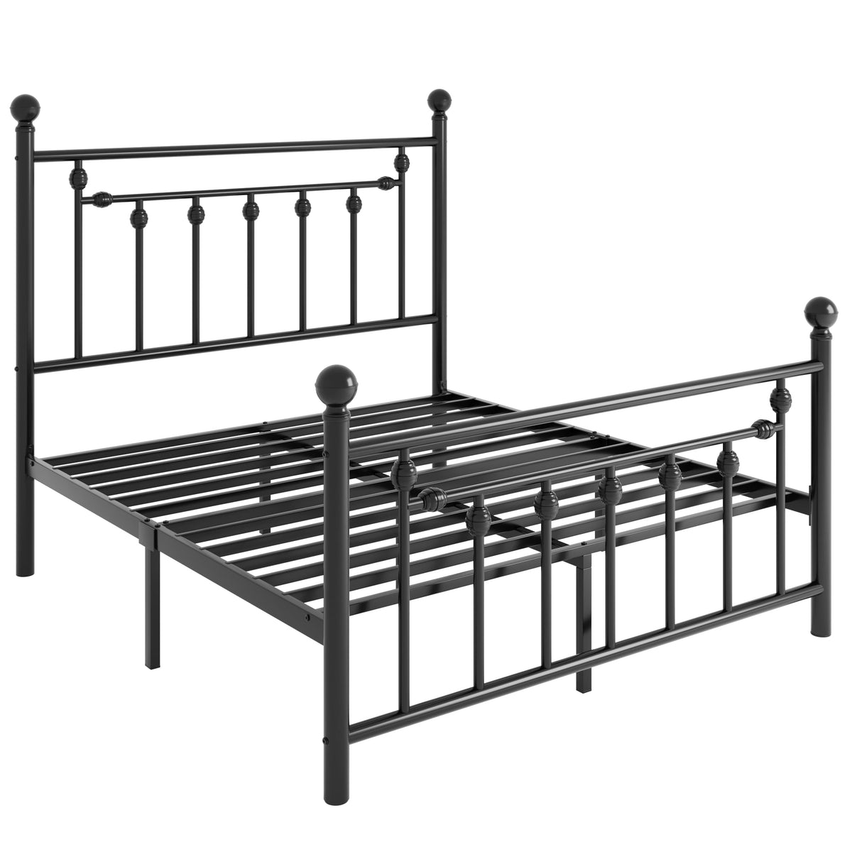 14" Full Size Black Metal Platform Bed Frame with Headboard and Footboard E289
