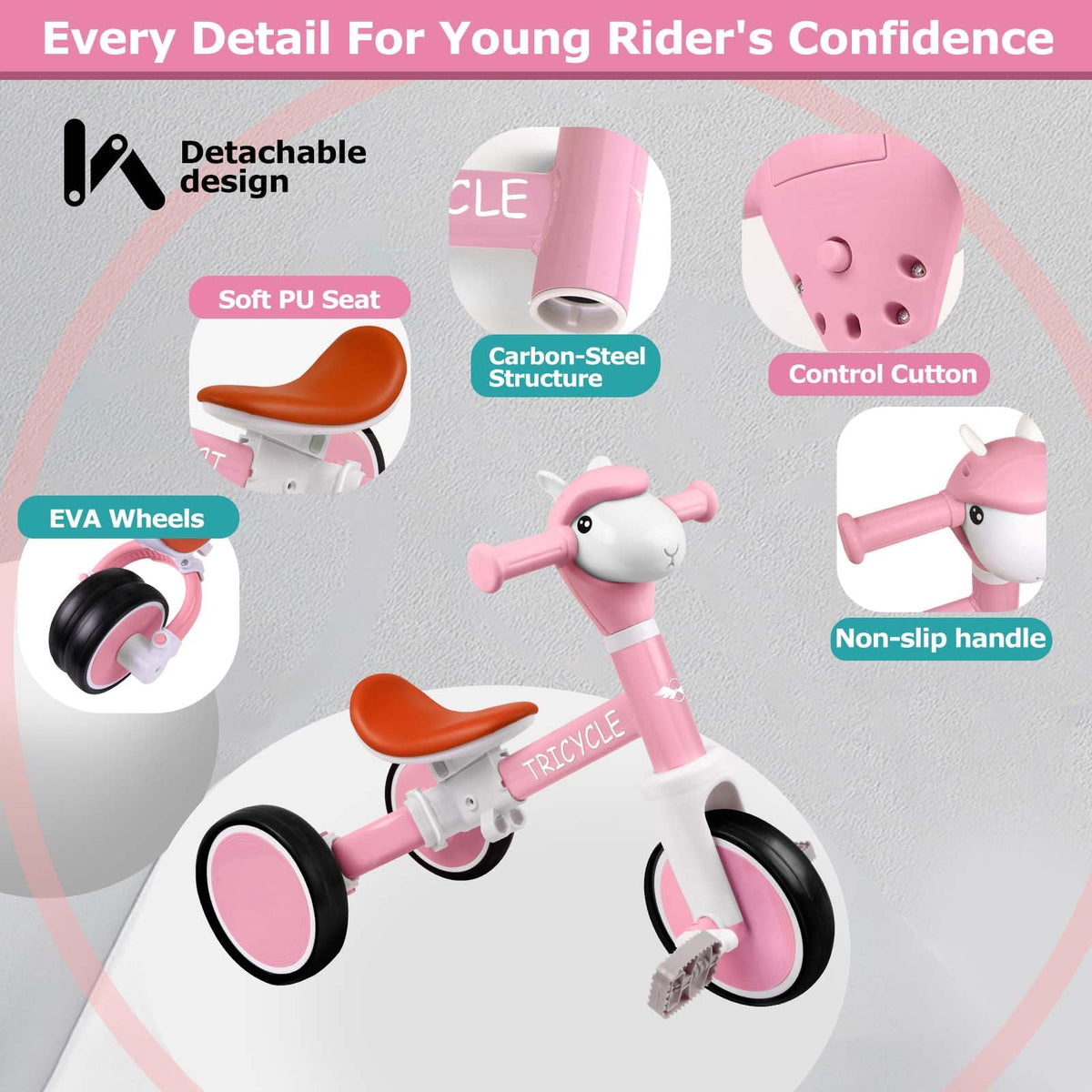 4-in-1 Kids Tricycle with Light & Music V5519