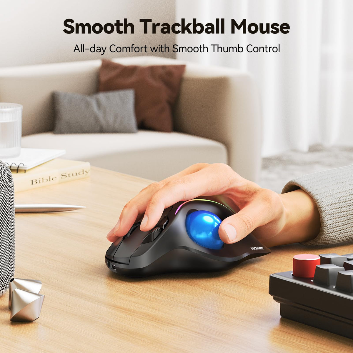 Wireless Bluetooth Ergonomic Trackball Mouse Z359
