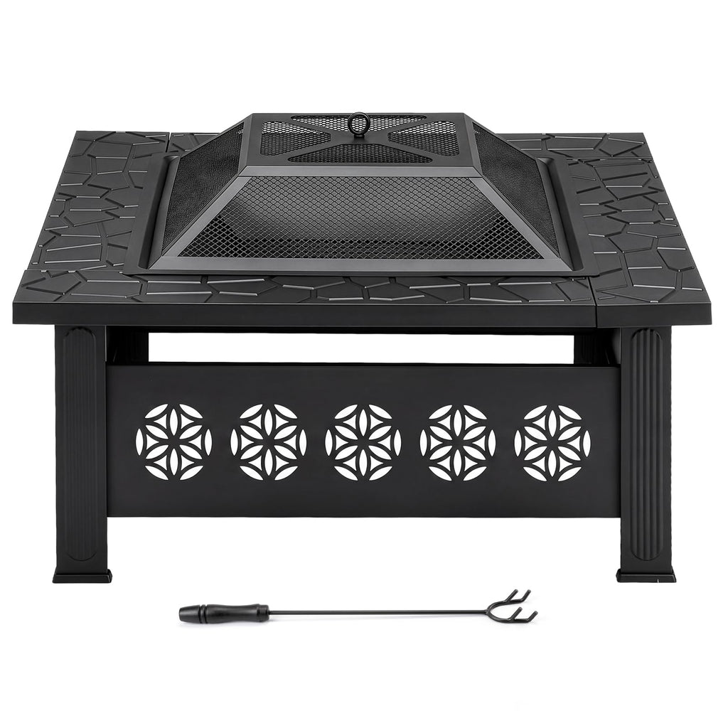 32 Inch Square Wood Burning Fire Pit Table U338071