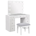 White Velvet 9-Drawer Vanity Table Set P884400