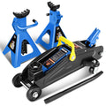 Low Profile Hydraulic Trolley Floor Jack with 2 Ratchet Jack Stands, 2 Ton Capacity, Blue D75166