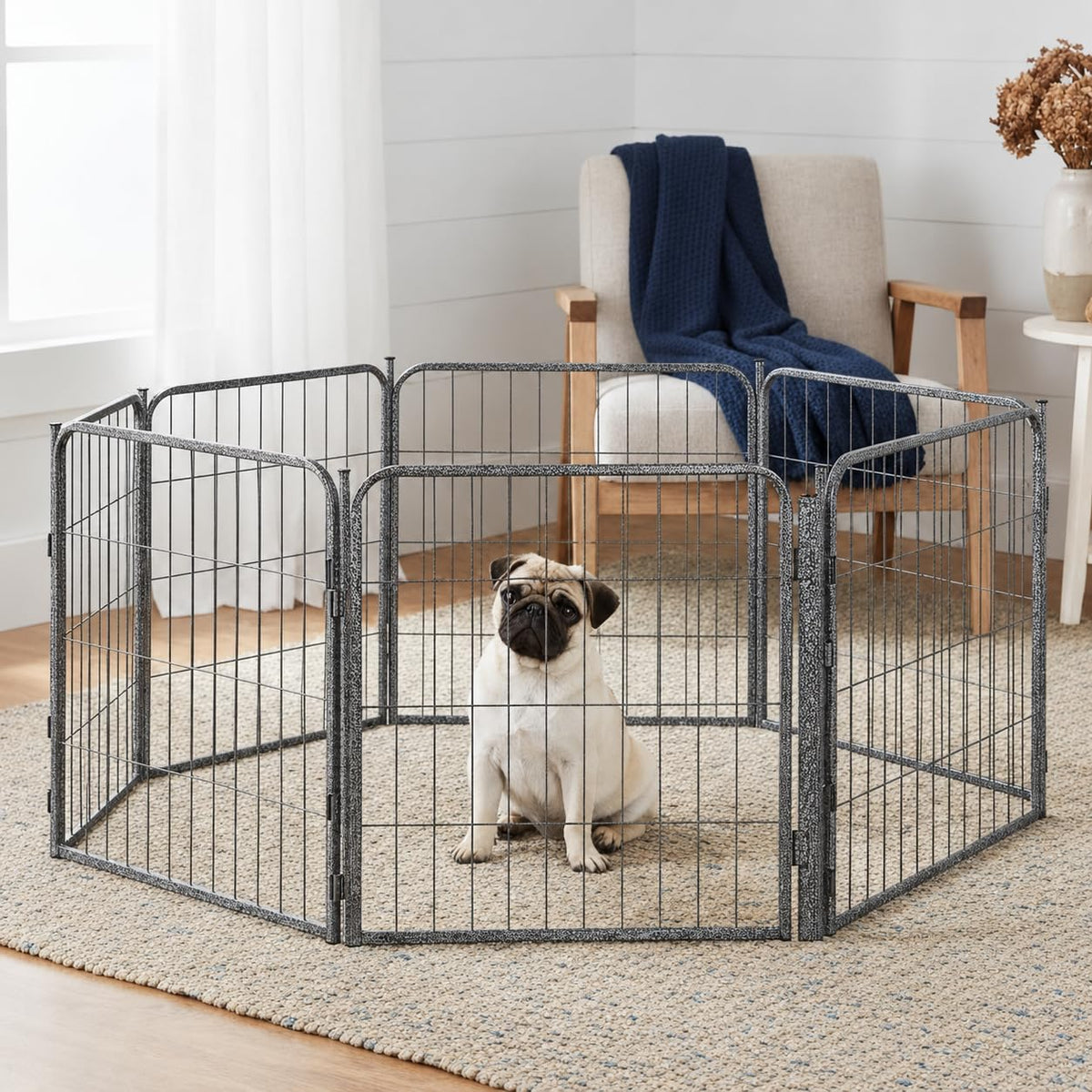 32'' 16 Panels Grey Metal Heavy Duty Dog Play Pen S597