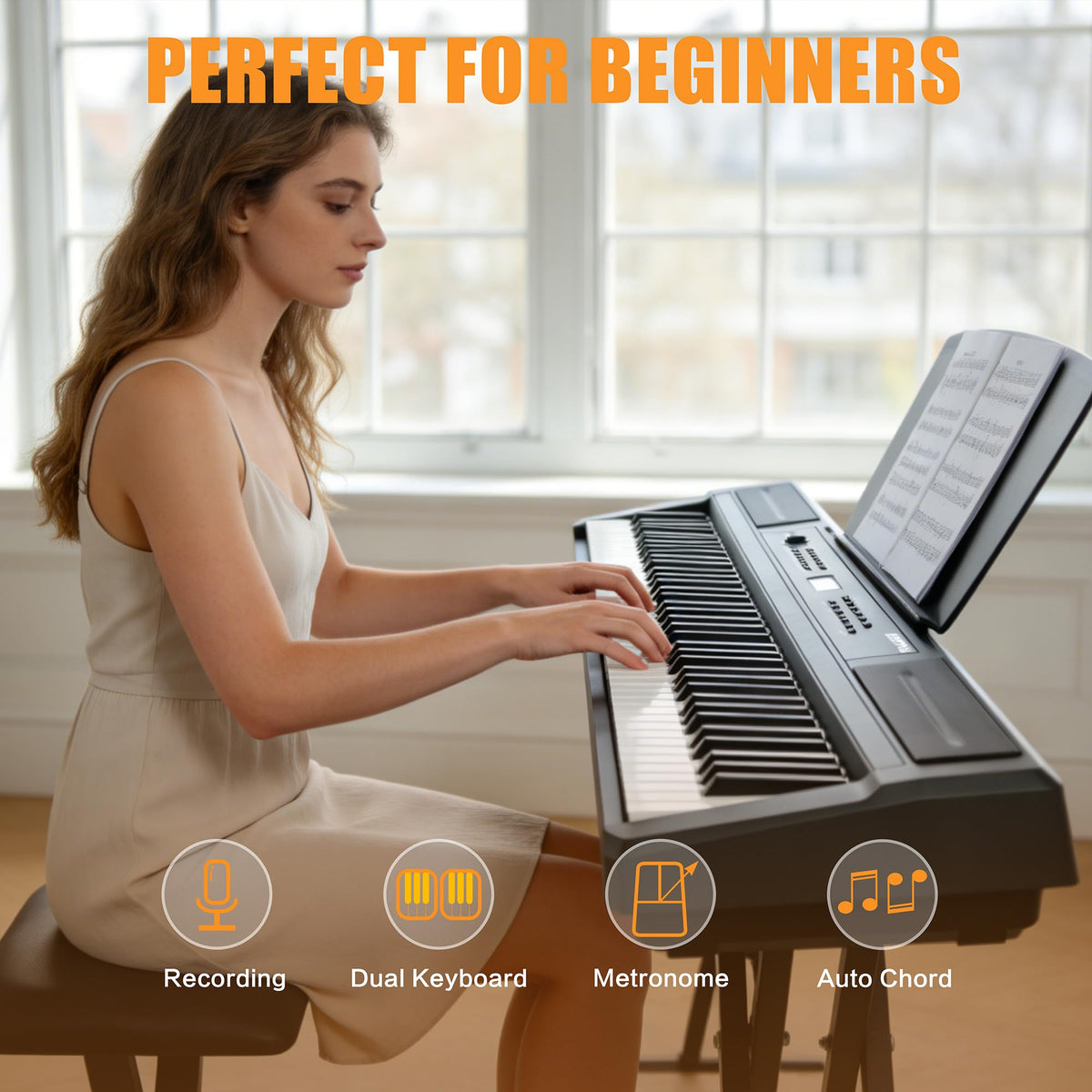 88 Key Weighted Hammer Action Digital Piano with Stand and 3 Pedal Unit H59066