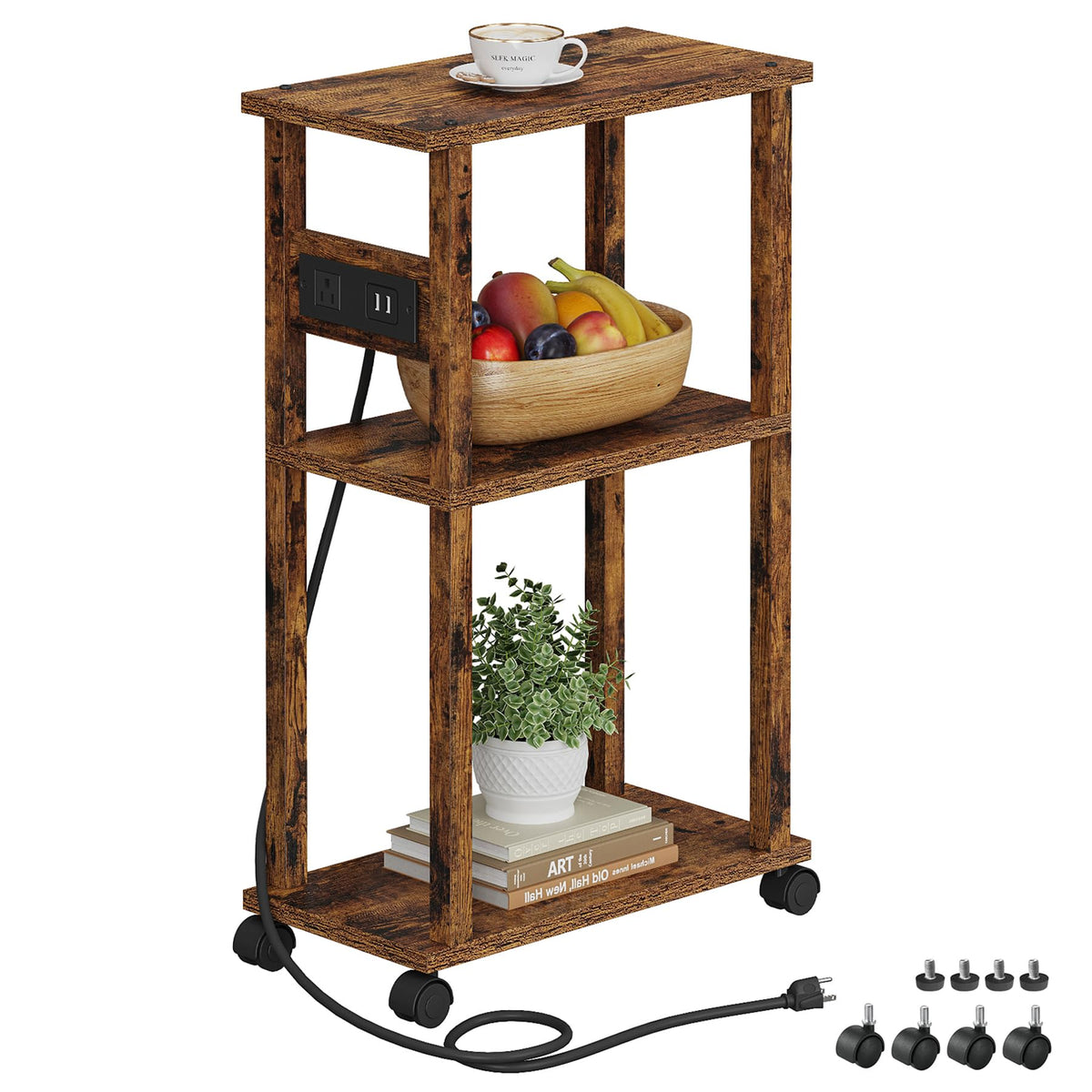 Small Narrow Side Table with Charging Station G416