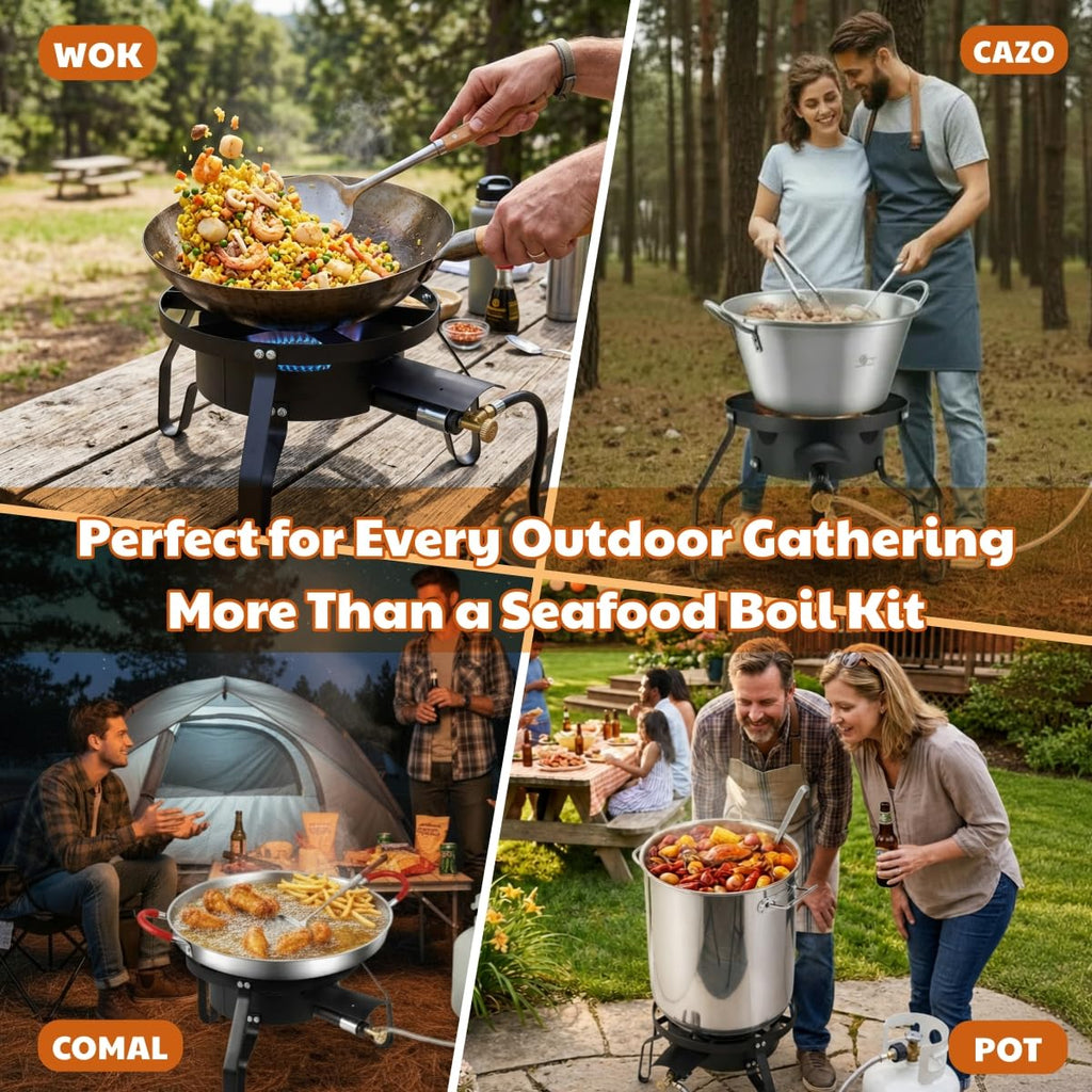 40QT Seafood Boil Pot with Propane Burner Set U49253