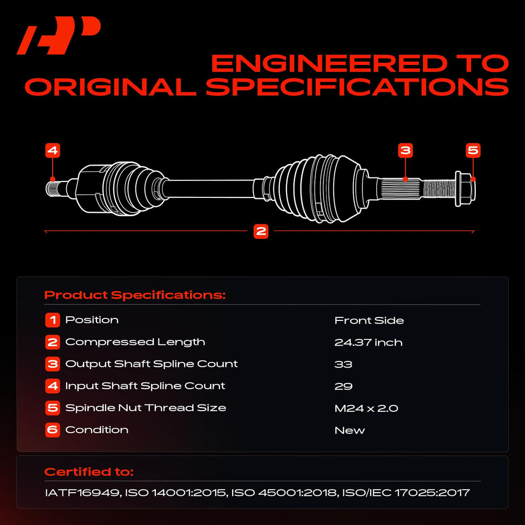Front CV Axle Shaft Assembly Y26957