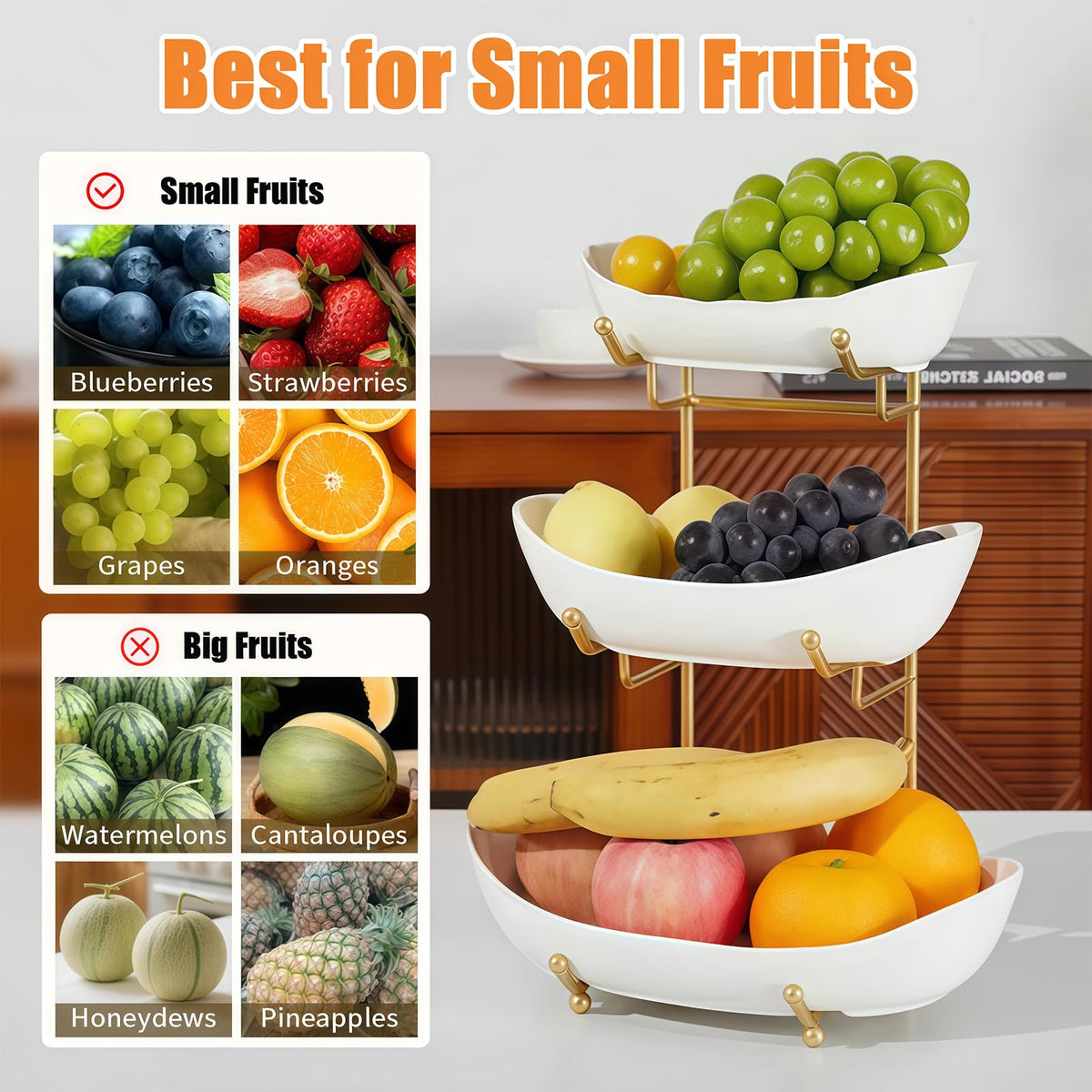3 Tier Ceramic Fruit Basket B634267