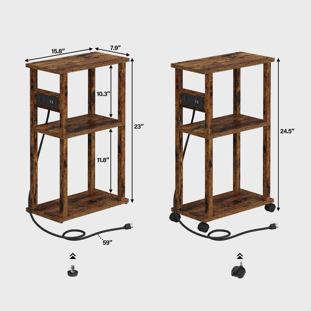 Small Narrow Side Table with Charging Station G416