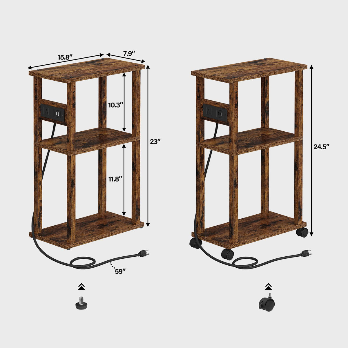 Small Narrow Side Table with Charging Station G416