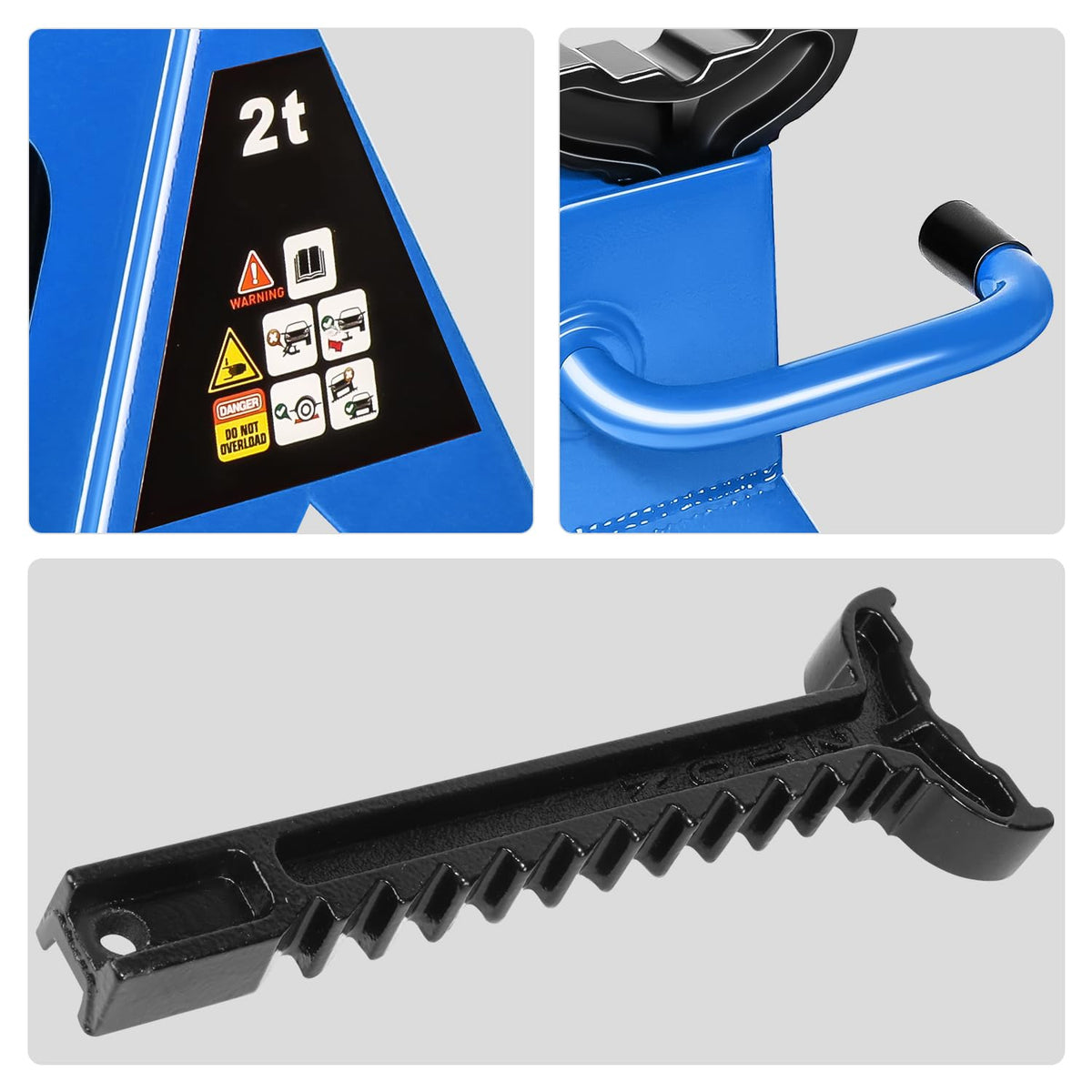 Low Profile Hydraulic Trolley Floor Jack with 2 Ratchet Jack Stands, 2 Ton Capacity, Blue D75166