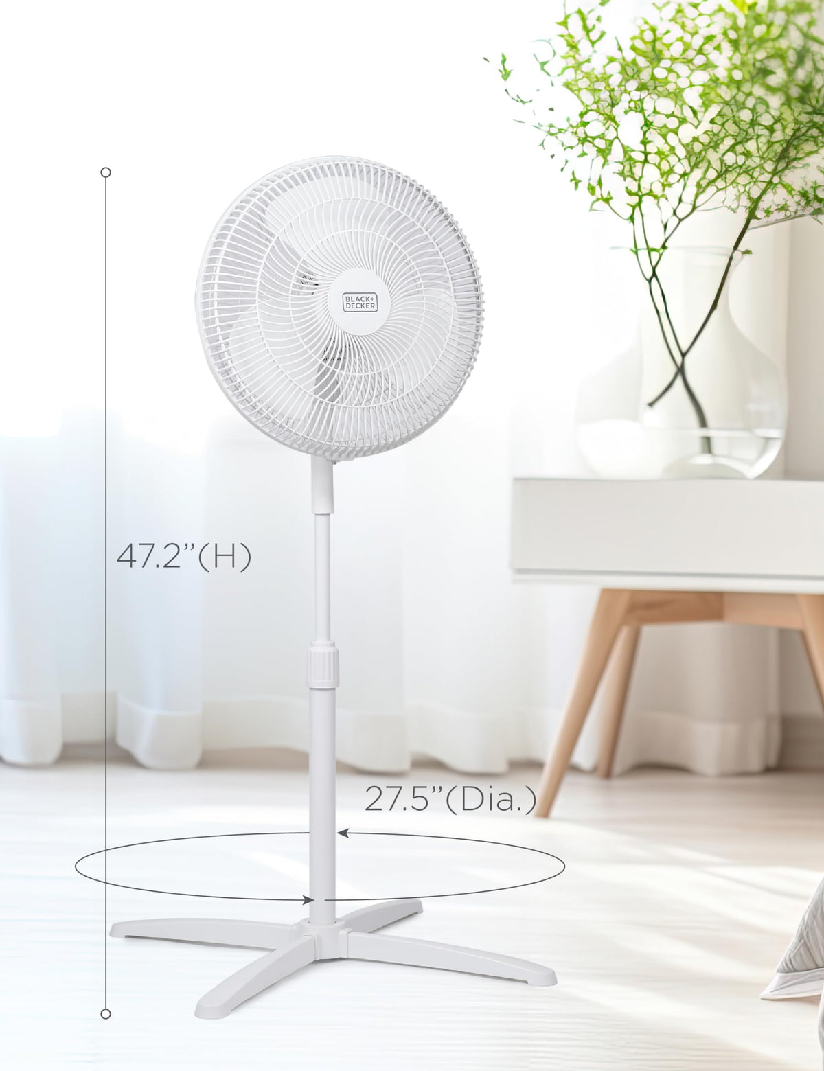 16-Inch Oscillating Pedestal Fan, 3 Speeds, White J57328