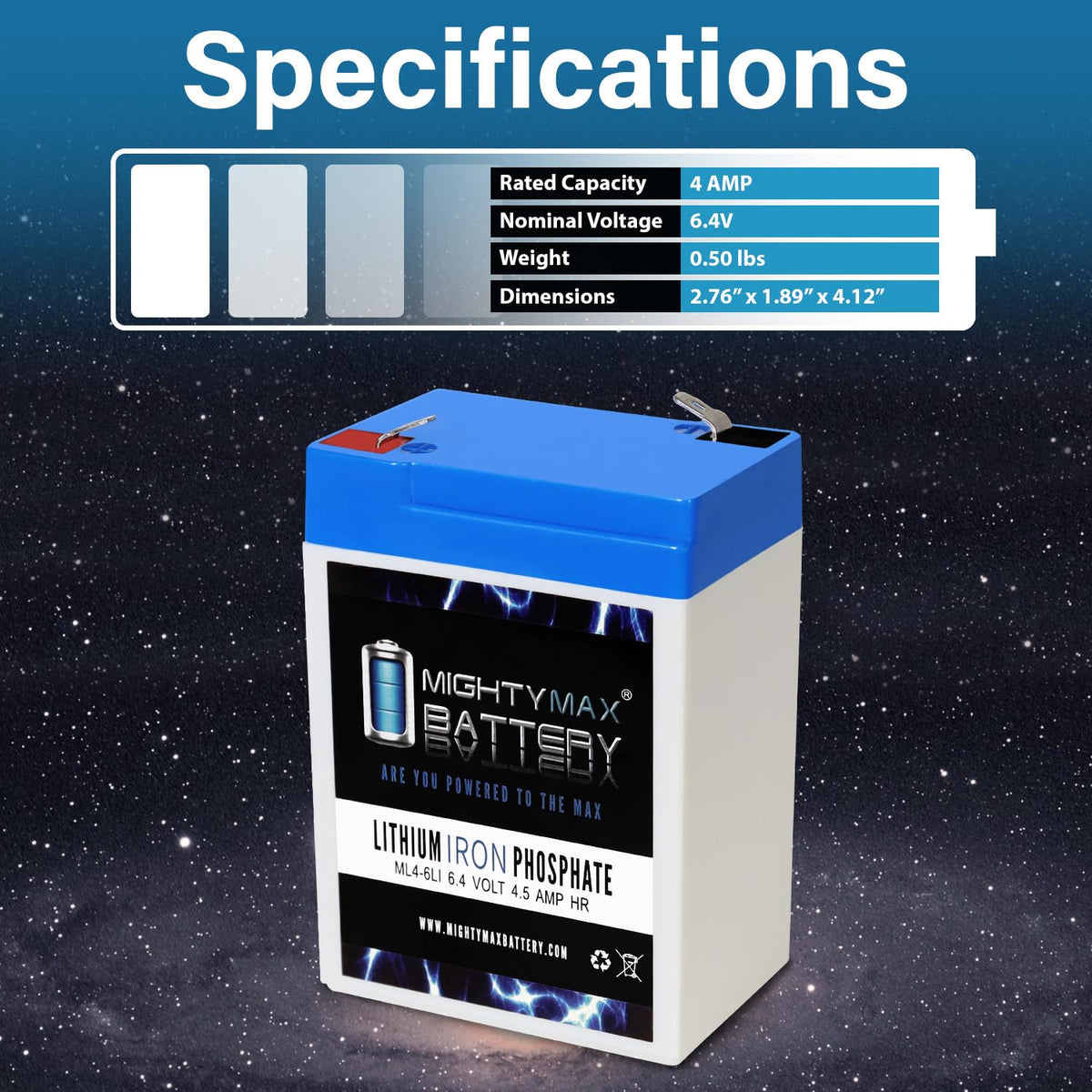 6V 4.5AH Lithium Replacement Battery A136