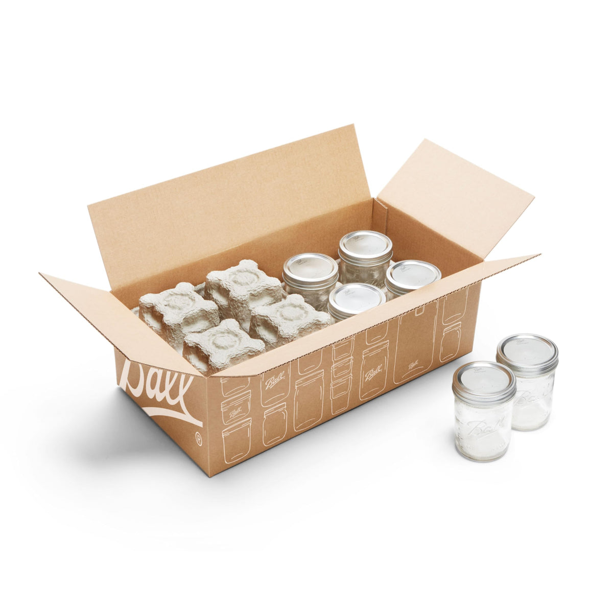 8 Glass Clear Jars with Lids & Bands I800