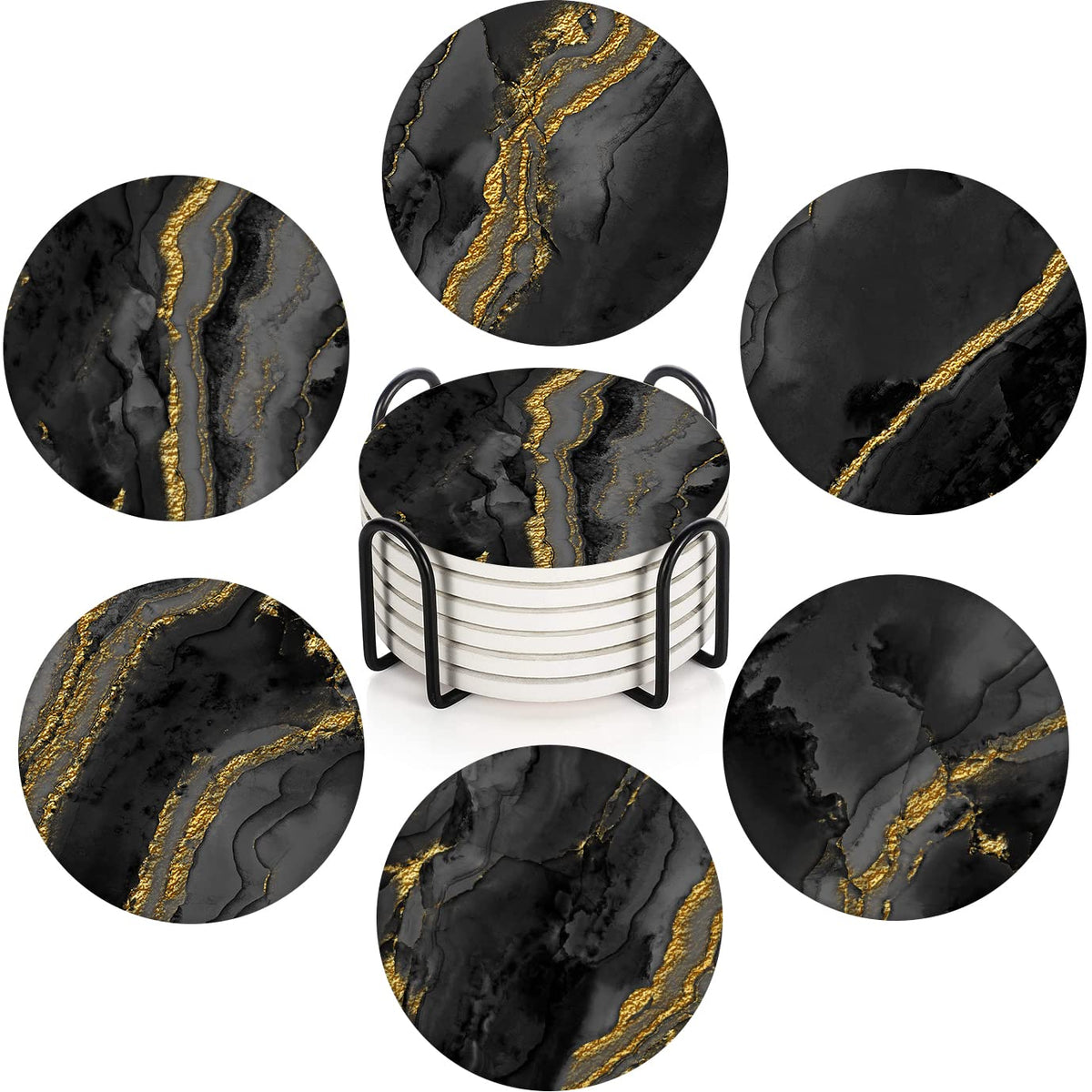 Set of 6 Ceramic Stone Coasters I2240