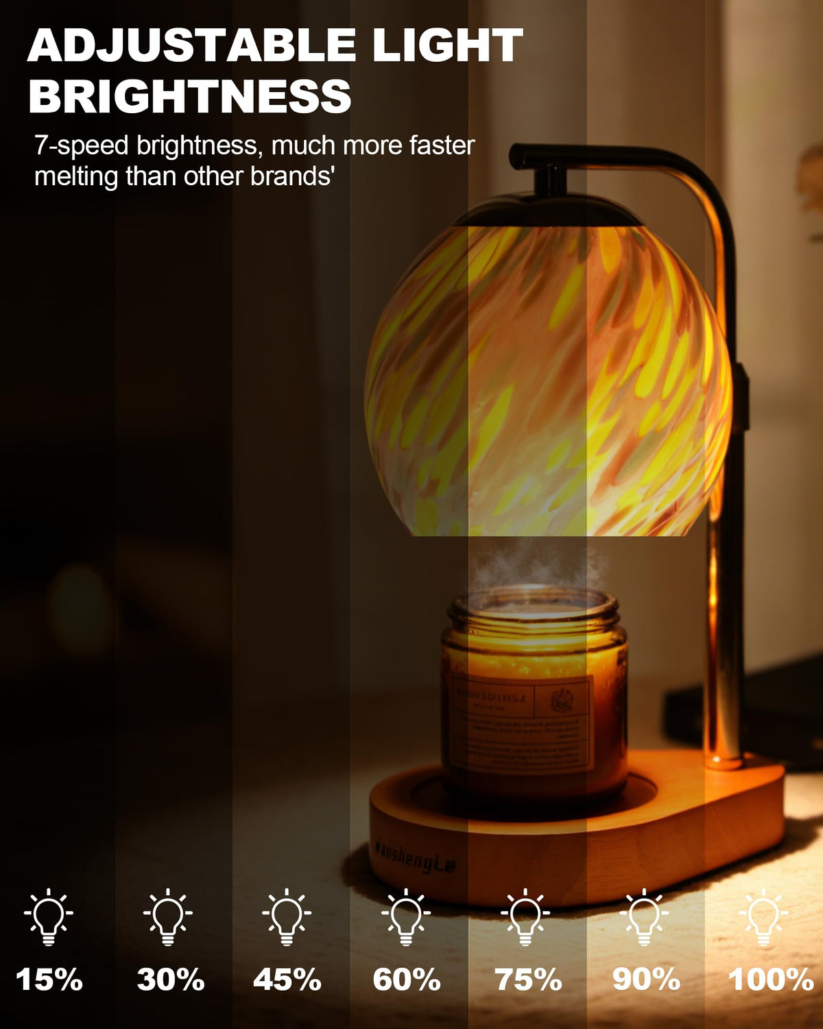 Stained Glass Candle Warmer Lamp with Adjustable Height K66544