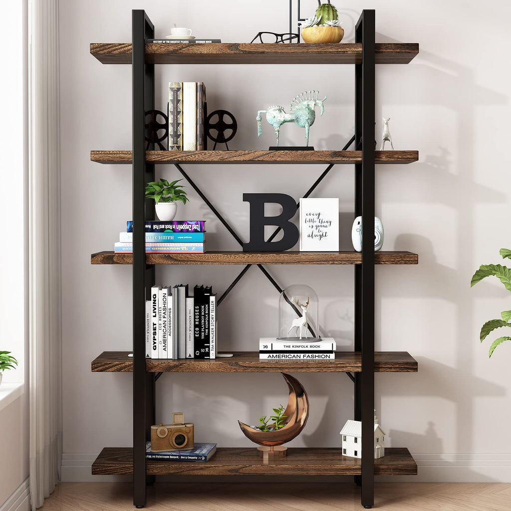 5-Tier Solid Wood and Metal Bookcase R988416