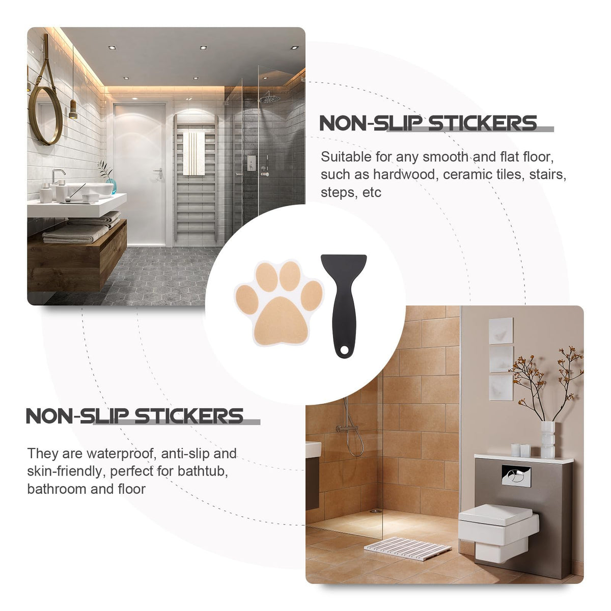 PEVA Anti Slip Bathtub Stickers with Dog Paw Patterns Y999741