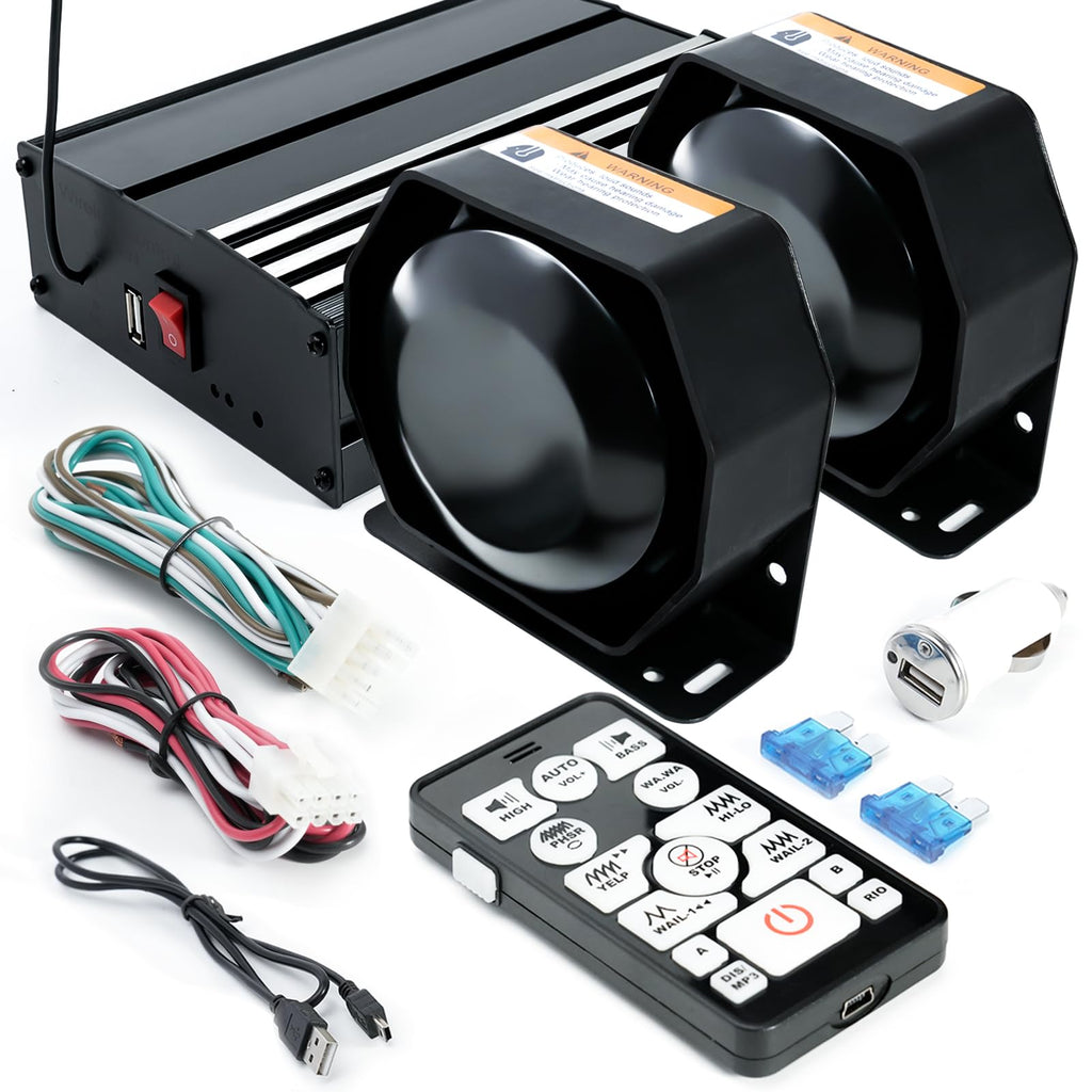 400W 12V Emergency Siren PA System with Wireless Remote and Microphone P719468