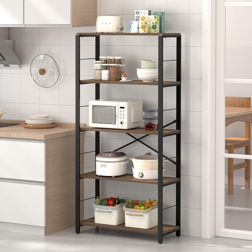5 Tier Wood and Metal Bookshelf I502