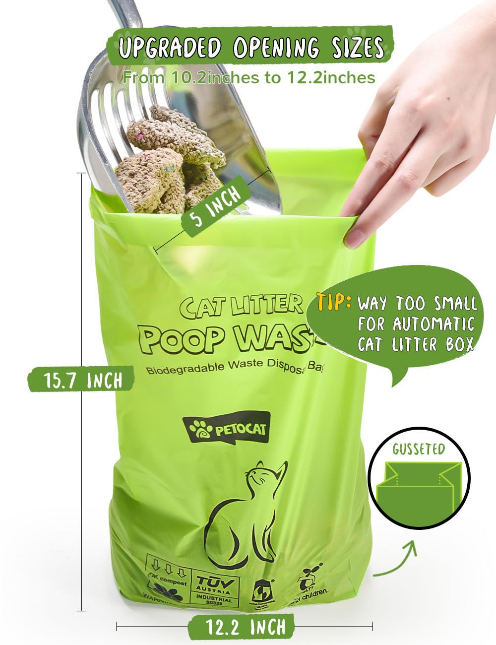 Biodegradable Unscented Cat Litter Bags 100 Count X521262