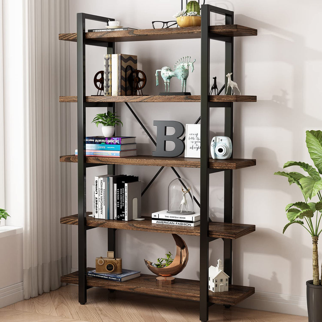 5-Tier Solid Wood and Metal Bookcase R988416