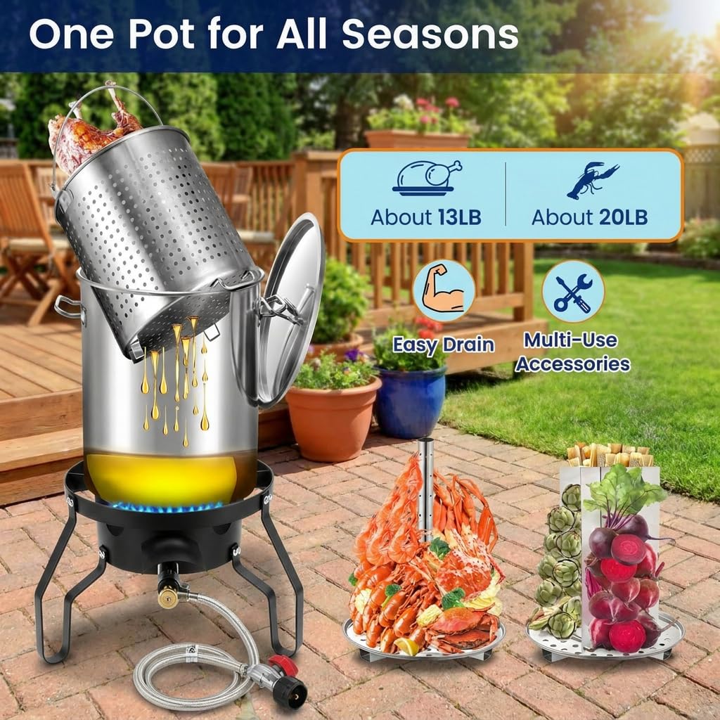 40QT Seafood Boil Pot with Propane Burner Set U49253