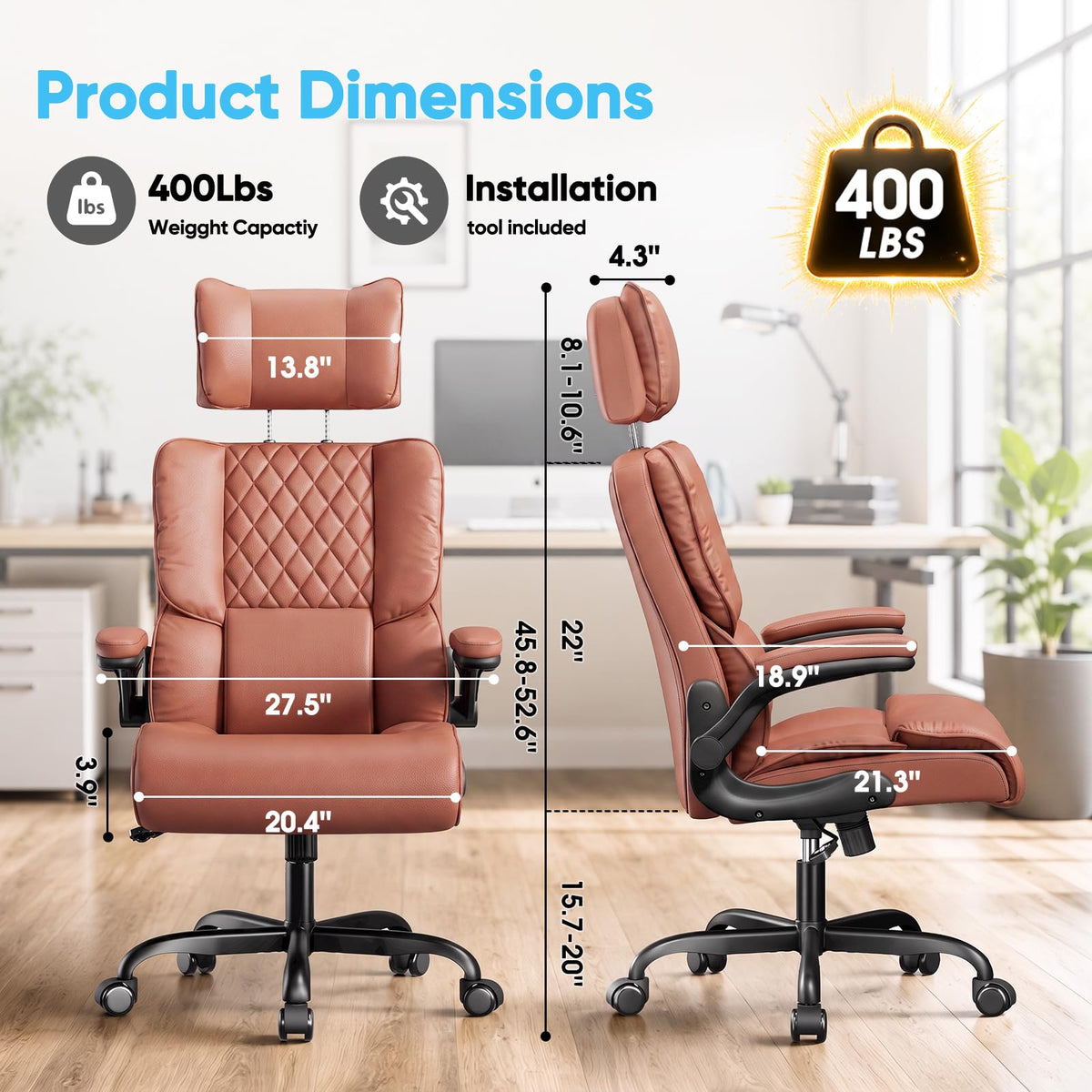 Big and Tall Office Chair with Adjustable Headrest W781703