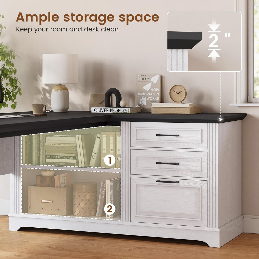 61" L Shaped Desk with Drawers N6977