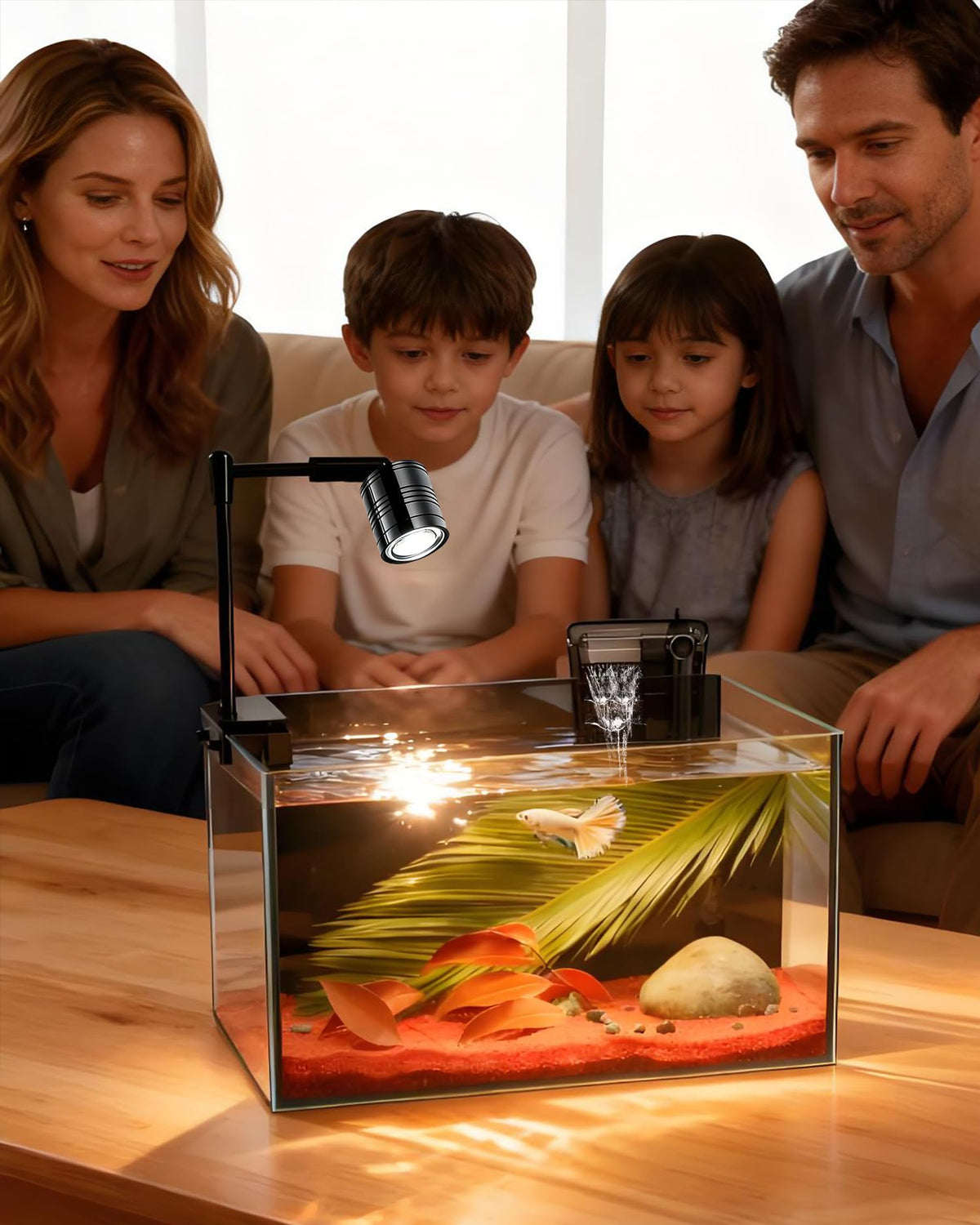 3 Gallon Ultra-Clear Glass Fish Tank with Filter and Led Light B756