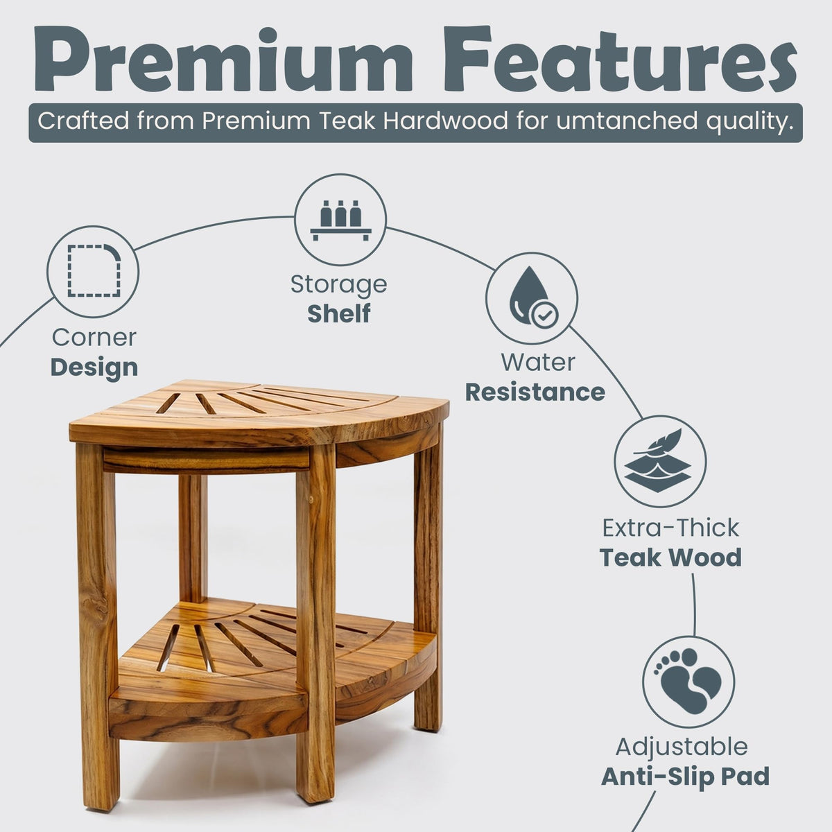 13-Inch Teak Corner Shower Bench J81022