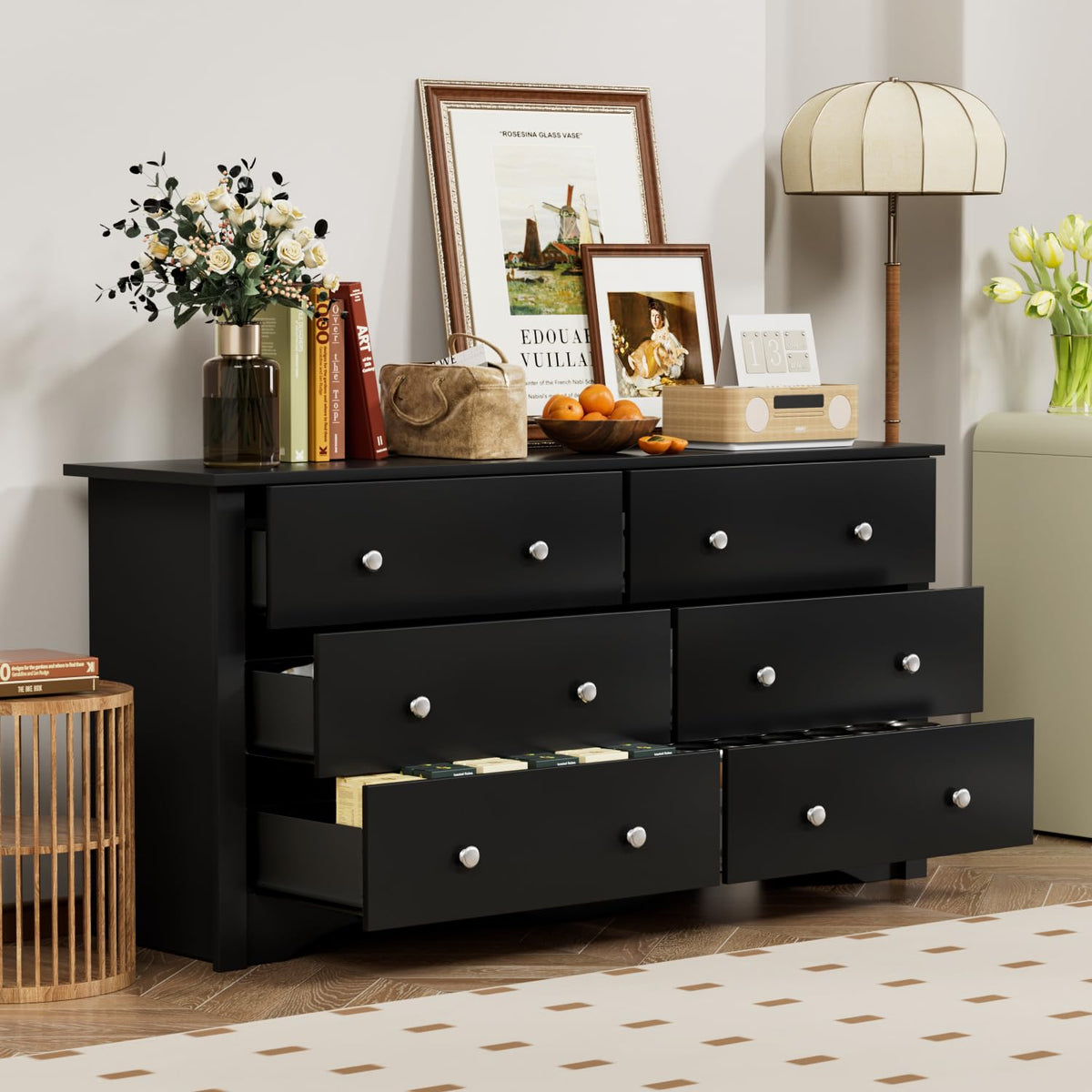Black 6 Drawer Dresser L413