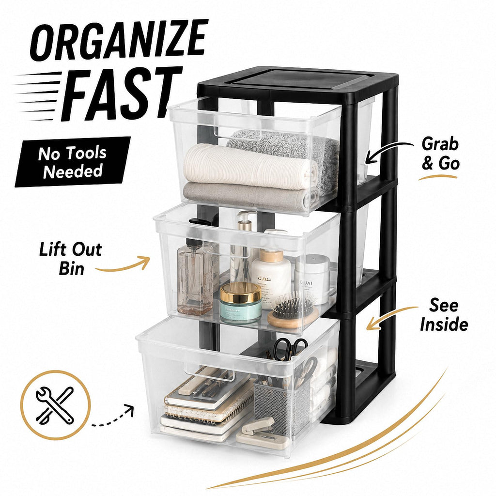 3-Drawer Plastic Storage Tower G896