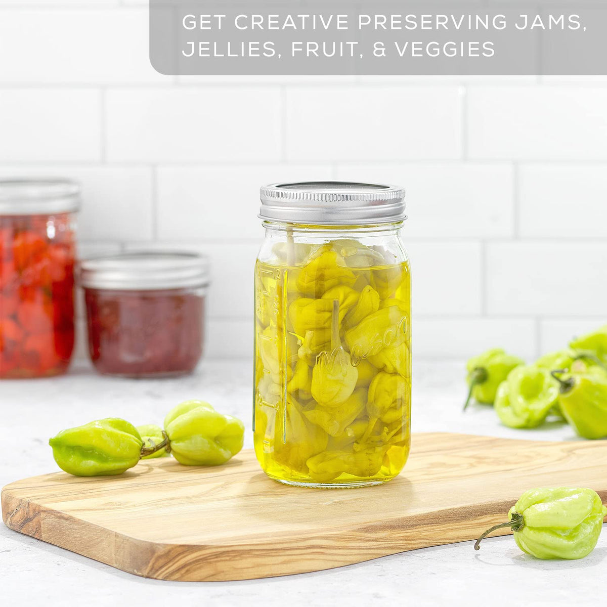 16 Oz 6-Pack Regular Mouth Glass Mason Jars with Lids S28667
