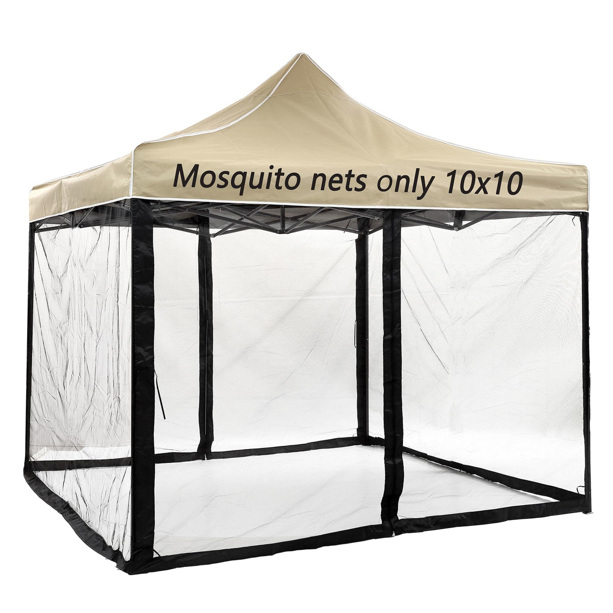 10x10 Black Replacement Mosquito Netting Sidewall Screen with Zipper I285044