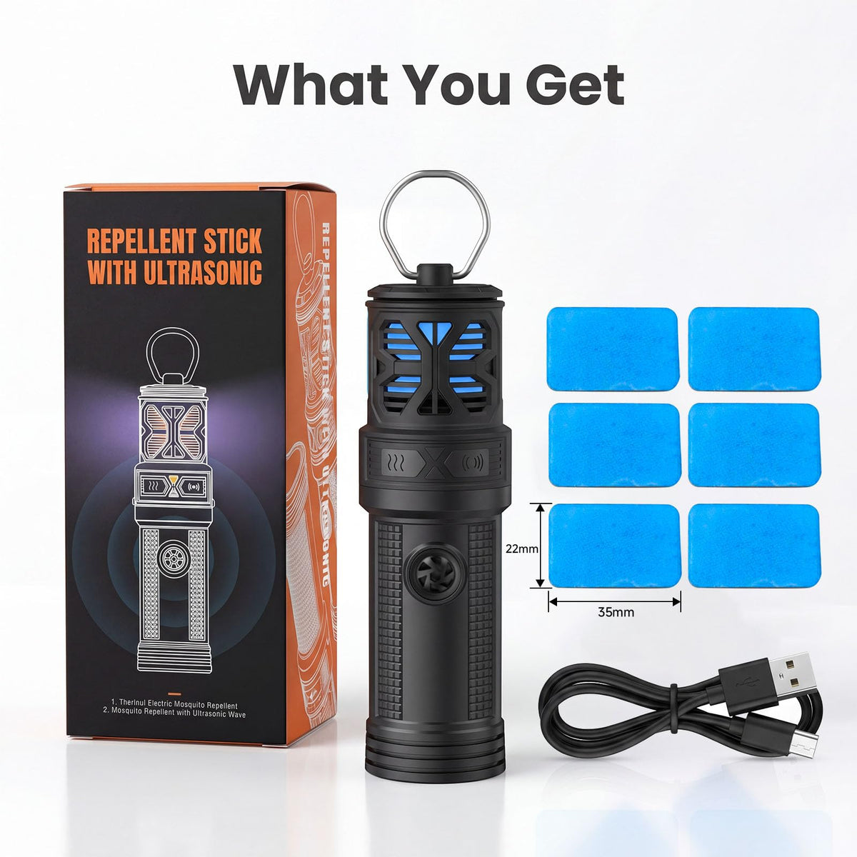 Portable Ultrasonic Mosquito Repeller with Carabiner Hook (6 Refills) L3119