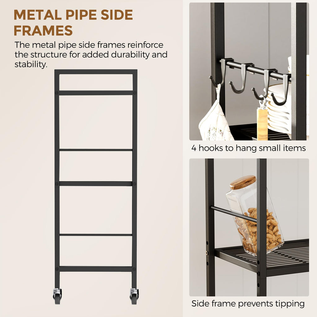 3-Tier Metal Storage Rack with Wheels, Mesh Shelving Unit, Black Z289107