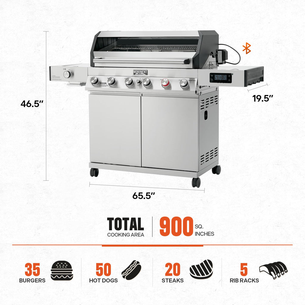 6+1 Burner Propane Gas Grill with Cover and Rotisserie Kit K202