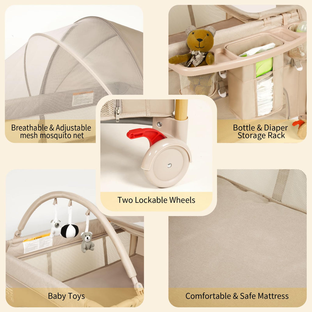 5 in 1 Beige Baby Bassinet Z4356